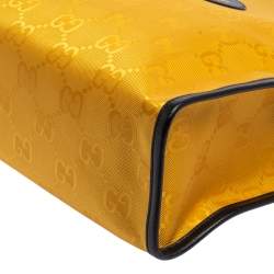 Pre Owned حقيبة يد غوتشي أوف ذا غريد لونغ جلد ونايلون جي جي أسود/ أصفر