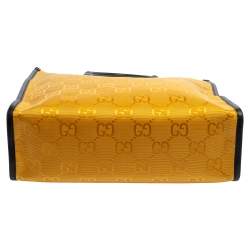 Pre Owned حقيبة يد غوتشي أوف ذا غريد لونغ جلد ونايلون جي جي أسود/ أصفر