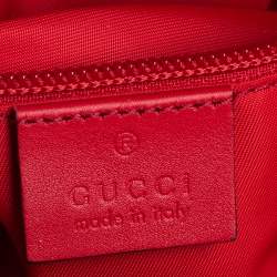 Pre Owned Gucci Red/Beige Canvas and Leather Duck Motif Diaper Backpack