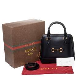 Pre Owned Gucci Black Leather Horsebit Shoulder Bag