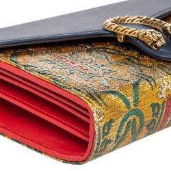 Gucci Blue/Yellow Brocade And Leather Dionysus Wallet On Chain