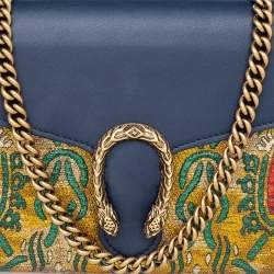 Gucci Blue/Yellow Brocade And Leather Dionysus Wallet On Chain