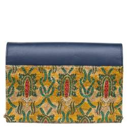 Gucci Blue/Yellow Brocade And Leather Dionysus Wallet On Chain