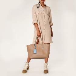 Pre Owned Gucci Beige/Blue Leather Swing Tote Bag