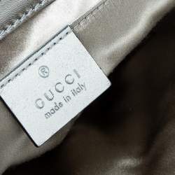 Pre Owned Gucci Silver Diagonal Sequins And Leather Mini GG Marmont Shoulder Bag