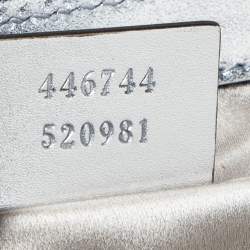 Pre Owned Gucci Silver Diagonal Sequins And Leather Mini GG Marmont Shoulder Bag