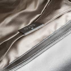 Pre Owned Gucci Silver Diagonal Sequins And Leather Mini GG Marmont Shoulder Bag