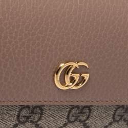Pre Owned Gucci Beige GG Supreme Canvas and Leather GG Marmont Flap Continental Wallet