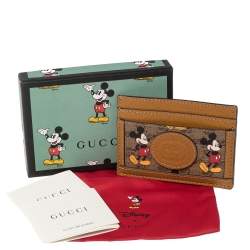Pre Owned حافظة بطاقات غوتشي وديزني ميكي ماوس جلد وسوبريم جي جي