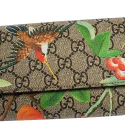 Pre Owned Gucci Multicolor GG Supreme Tian Continental Flap Wallet
