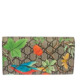 Pre Owned Gucci Multicolor GG Supreme Tian Continental Flap Wallet