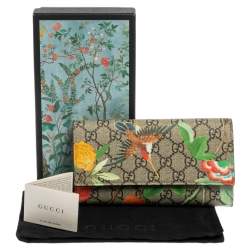 Pre Owned Gucci Multicolor GG Supreme Tian Continental Flap Wallet