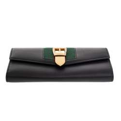 Pre Owned Gucci Black Leather Sylvie Continental Wallet