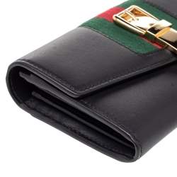 Pre Owned Gucci Black Leather Sylvie Continental Wallet
