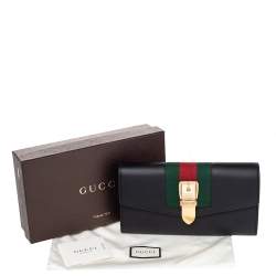 Pre Owned Gucci Black Leather Sylvie Continental Wallet