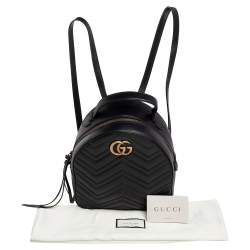 Pre Owned Gucci Black Quilted Leather GG Marmont Backpack