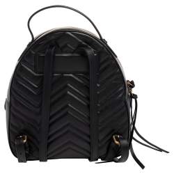 Pre Owned Gucci Black Quilted Leather GG Marmont Backpack