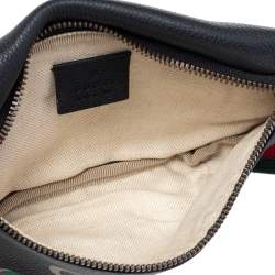 Pre Owned Gucci Black Pebbled Leather Small Logo Web Belt Bag