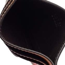 Pre Owned Gucci x Disney Tan Leather and GG Supreme Canvas Mickey Mouse Card Holder