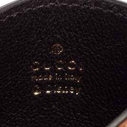 Pre Owned Gucci x Disney Tan Leather and GG Supreme Canvas Mickey Mouse Card Holder