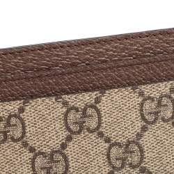 Pre Owned Gucci Beige/Ebony GG Supreme Coated Canvas and Leather Ophidia GG Card Holder
