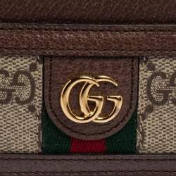 Pre Owned Gucci Beige/Ebony GG Supreme Coated Canvas and Leather Ophidia GG Card Holder