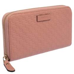 Gucci Pink Microguccissima Leather Zip Around Wallet