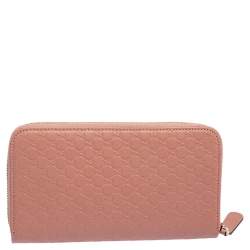 Gucci Pink Microguccissima Leather Zip Around Wallet