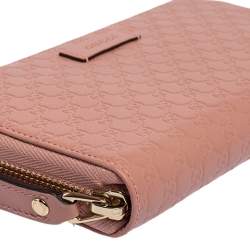 Gucci Pink Microguccissima Leather Zip Around Wallet