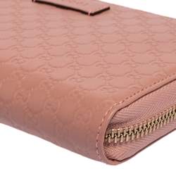 Gucci Pink Microguccissima Leather Zip Around Wallet