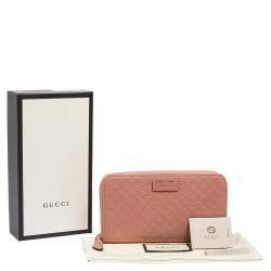 Gucci Pink Microguccissima Leather Zip Around Wallet
