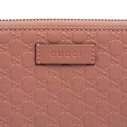 Gucci Pink Microguccissima Leather Zip Around Wallet