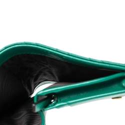 Pre Owned Gucci Green Matelassé Leather GG Marmont Card Case