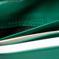 Gucci Green Matelassé Leather GG Marmont Card Case