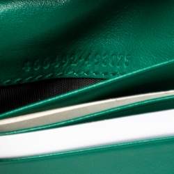 Pre Owned Gucci Green Matelassé Leather GG Marmont Card Case