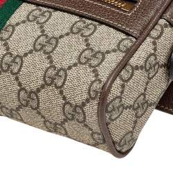 Pre Owned Gucci Beige Coated Canvas And Leather Ophidia Belt Bag