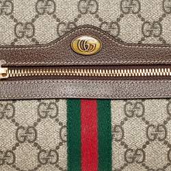 Pre Owned Gucci Beige Coated Canvas And Leather Ophidia Belt Bag