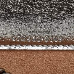 Pre Owned Gucci Silver Leather Super Mini Dionysus Crossbody Bag