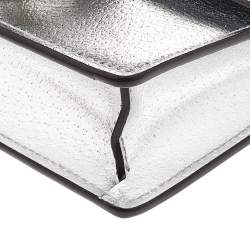 Pre Owned Gucci Silver Leather Super Mini Dionysus Crossbody Bag