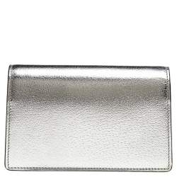 Pre Owned Gucci Silver Leather Super Mini Dionysus Crossbody Bag