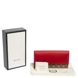 Gucci Beige/Red GG Supreme Canvas and Leather Continental Wallet