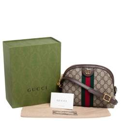 Pre Owned Gucci Beige/Ebony GG Supreme Canvas and Leather Small Ophidia Crossbody Bag