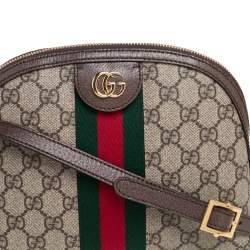 Pre Owned Gucci Beige/Ebony GG Supreme Canvas and Leather Small Ophidia Crossbody Bag