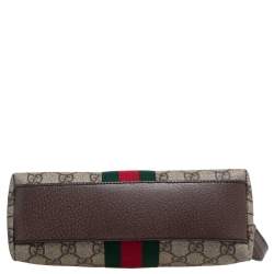Pre Owned Gucci Beige/Ebony GG Supreme Canvas and Leather Small Ophidia Crossbody Bag
