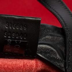 Pre Owned Gucci Red Leather Logo Drawstring Backpack