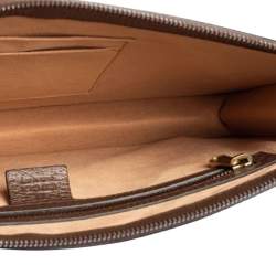 Pre Owned Gucci Beige/Brown GG Supreme Canvas and Leather Ophidia Pouch