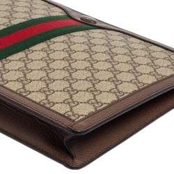 Pre Owned Gucci Beige/Brown GG Supreme Canvas and Leather Ophidia Pouch
