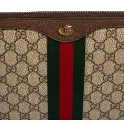 Pre Owned Gucci Beige/Brown GG Supreme Canvas and Leather Ophidia Pouch