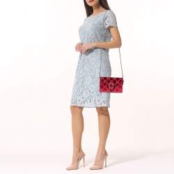 Pre Owned محفظة بسلسلة غوتشي ميني ديانيسوس قطيفة جي جي أحمر