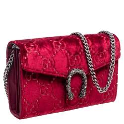 Pre Owned محفظة بسلسلة غوتشي ميني ديانيسوس قطيفة جي جي أحمر
